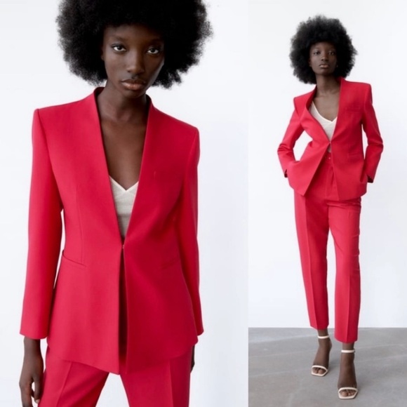 Zara Red Blazer Suit Jacket - Picture 3 of 8